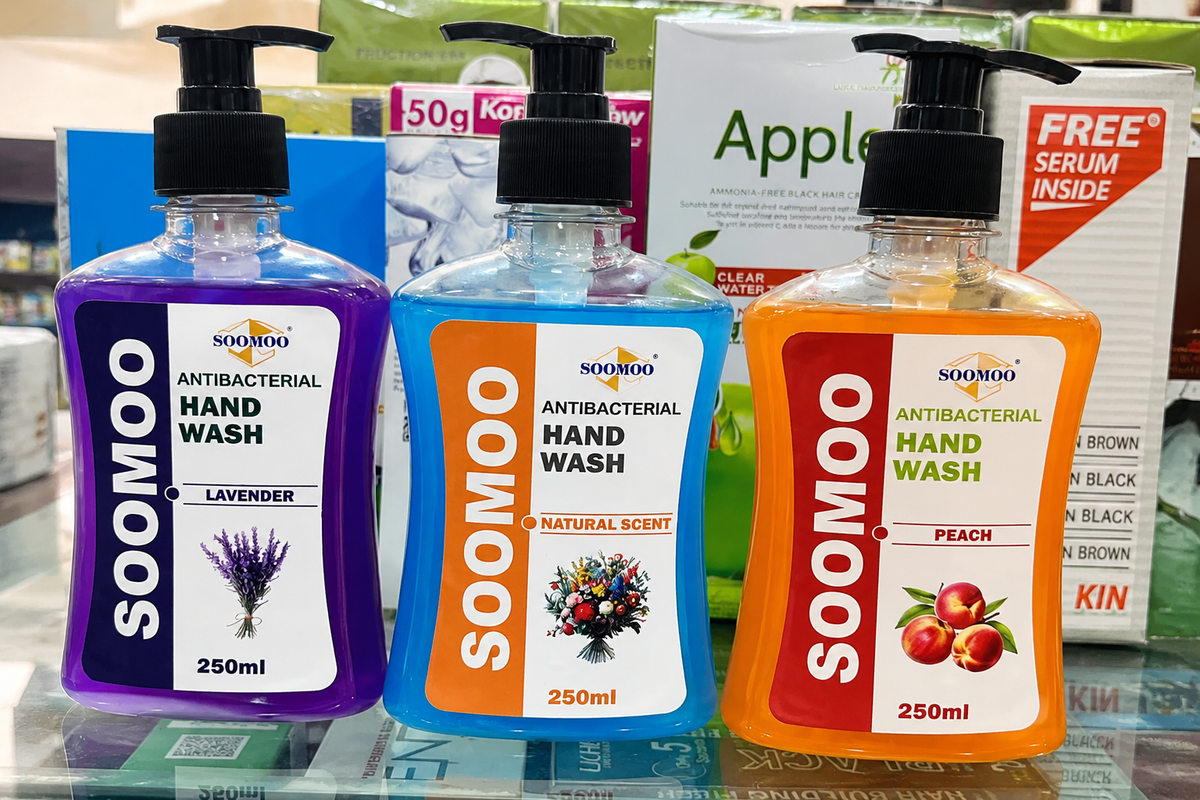 SOOMOO Antibacterial Hand Wash 250ml – Lavender, Natural & Peach